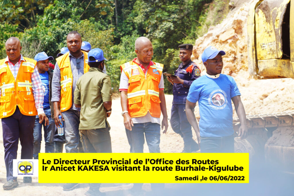 Sud-Kivu, le Ministre Provincial des Infrastructures se dit satisfait de l’évolution des travaux de réhabilitation de la route Burhale-Kigulube